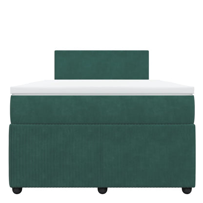 Boxspring met matras fluweel donkergroen 120x190 cm