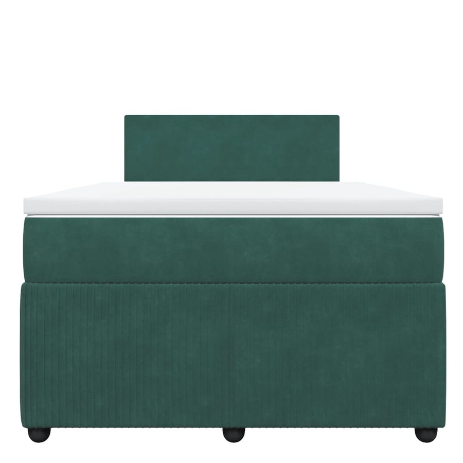 Boxspring met matras fluweel donkergroen 120x190 cm