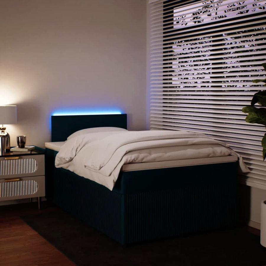 Boxspring met matras fluweel blauw 120x190 cm