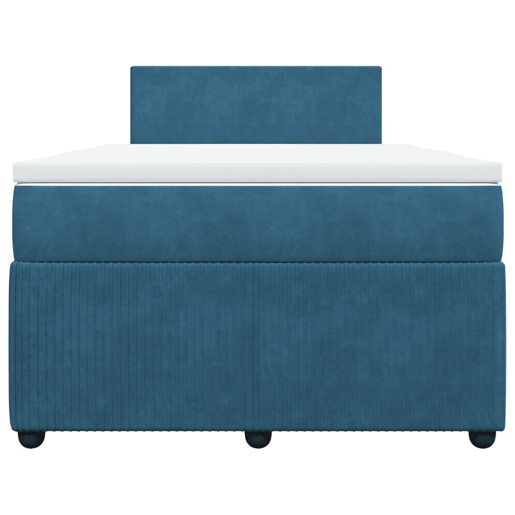 Boxspring met matras fluweel blauw 120x190 cm