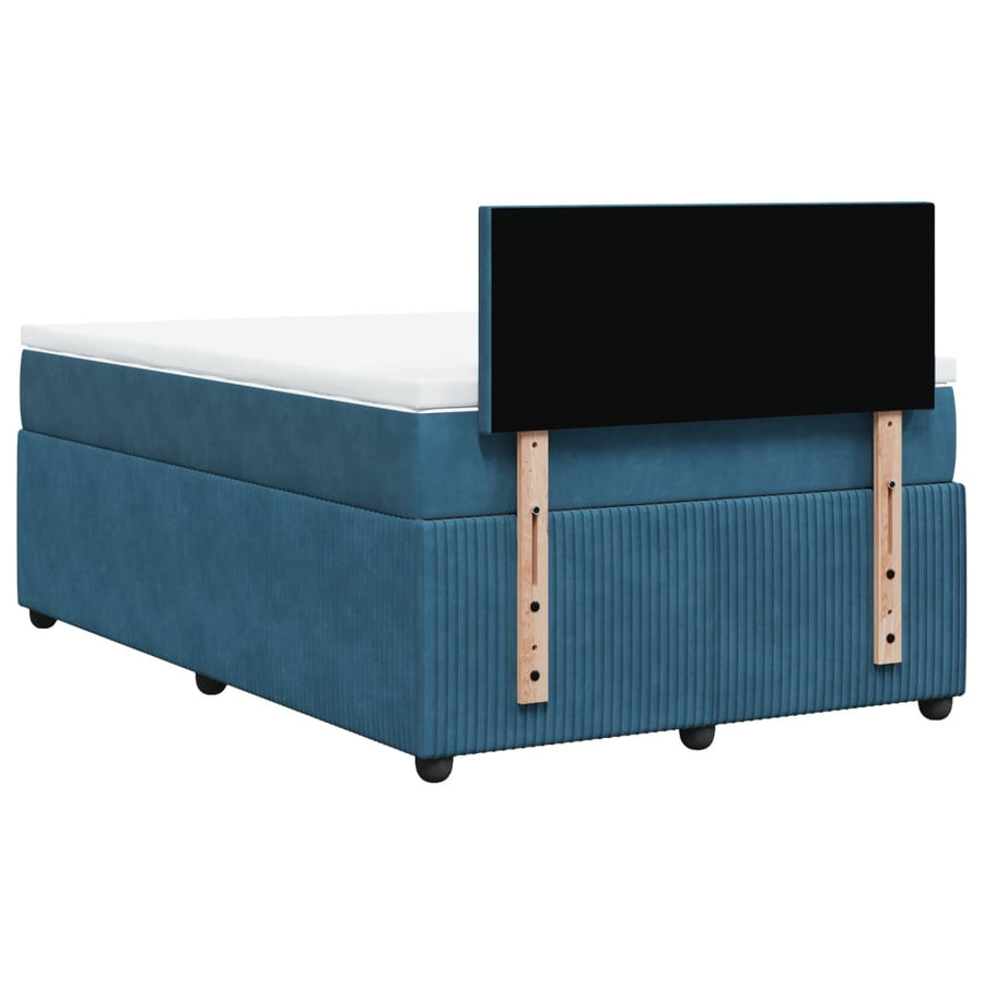 Boxspring met matras fluweel blauw 120x190 cm