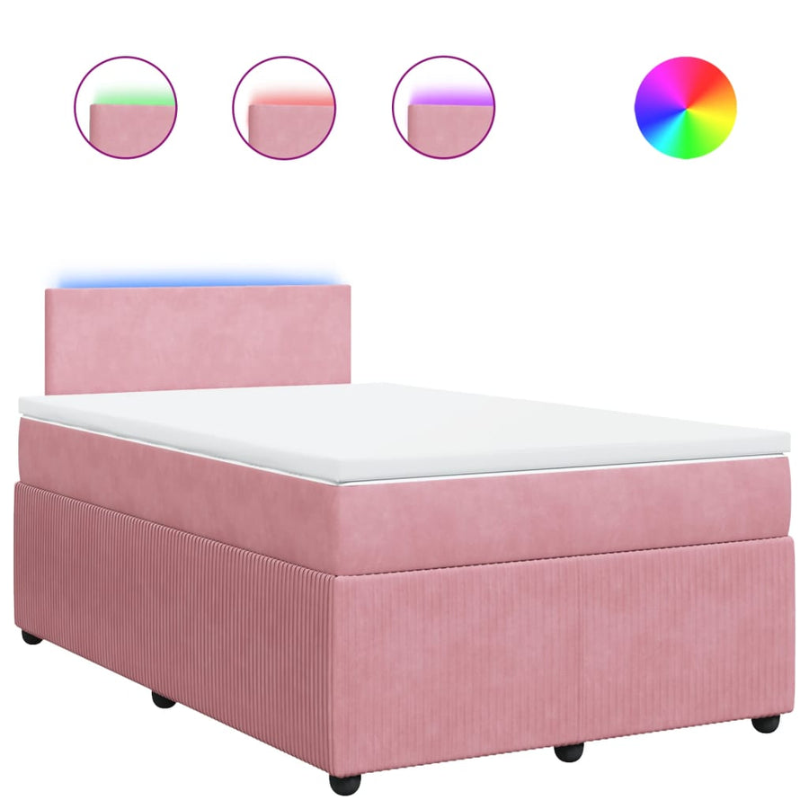 Boxspring met matras fluweel roze 120x190 cm