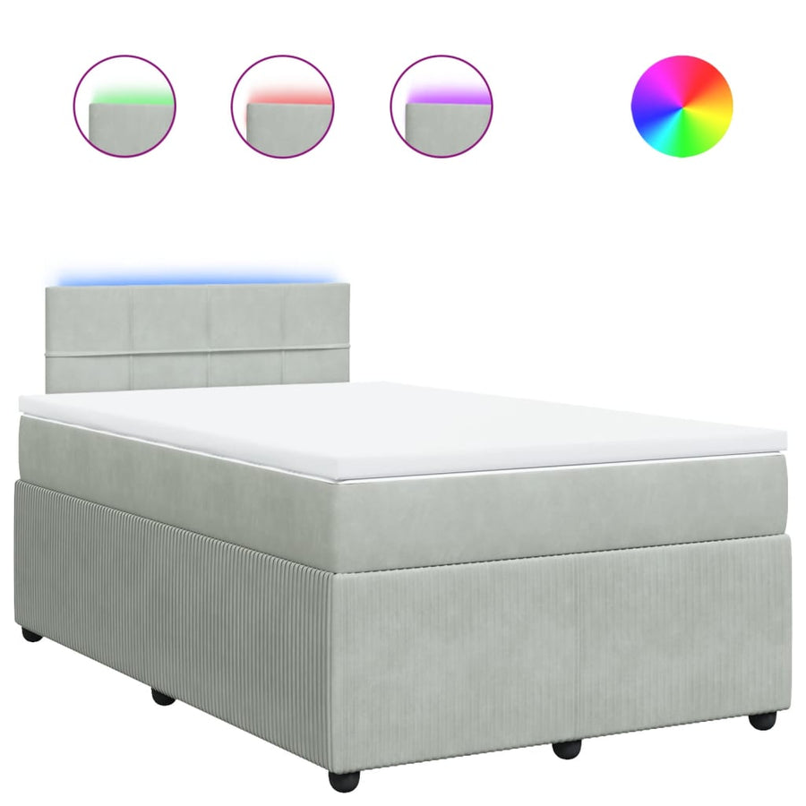 Boxspring met matras fluweel lichtgrijs 120x190 cm