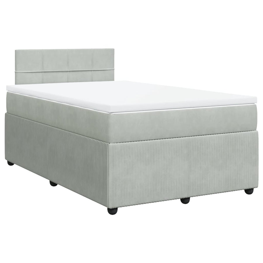Boxspring met matras fluweel lichtgrijs 120x190 cm