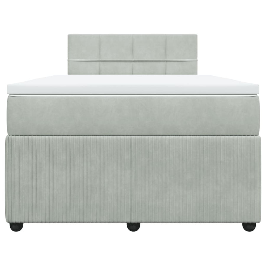 Boxspring met matras fluweel lichtgrijs 120x190 cm