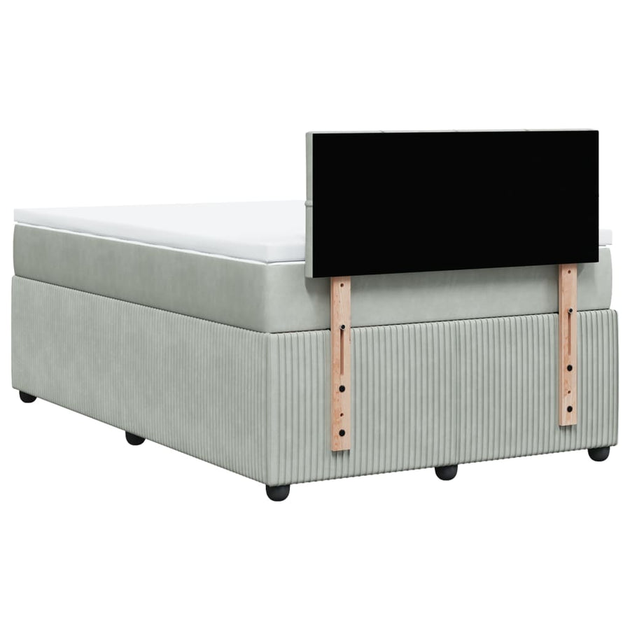 Boxspring met matras fluweel lichtgrijs 120x190 cm