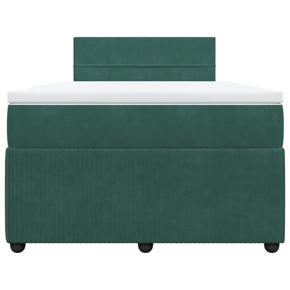Boxspring met matras fluweel donkergroen 120x190 cm