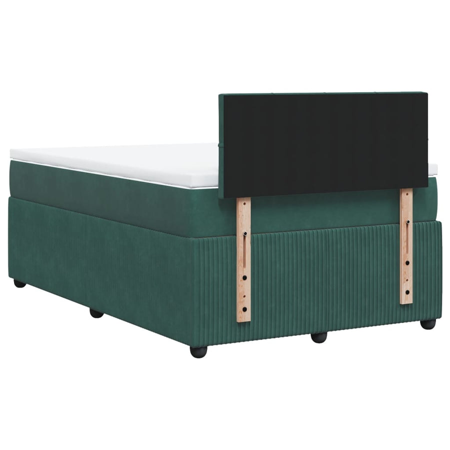 Boxspring met matras fluweel donkergroen 120x190 cm