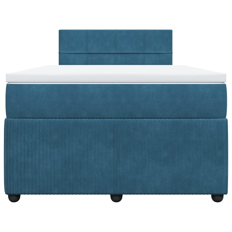 Boxspring met matras fluweel blauw 120x190 cm