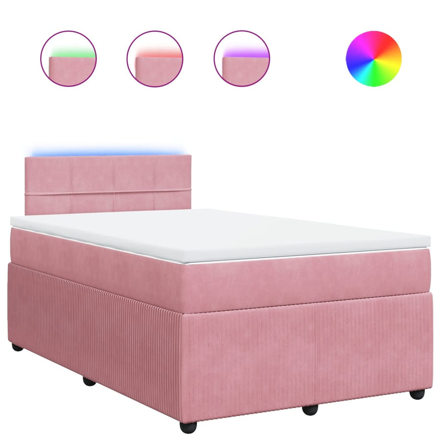 Boxspring met matras fluweel roze 120x190 cm
