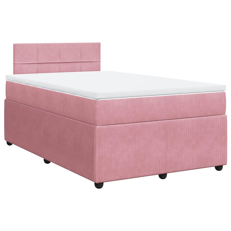 Boxspring met matras fluweel roze 120x190 cm