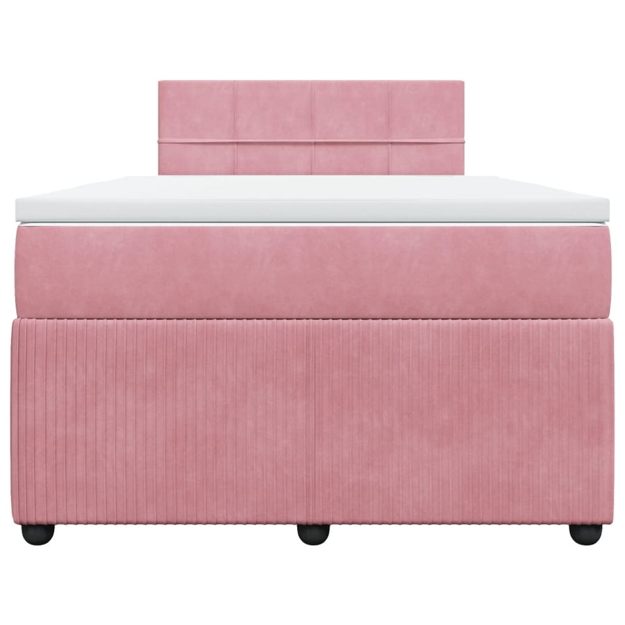 Boxspring met matras fluweel roze 120x190 cm