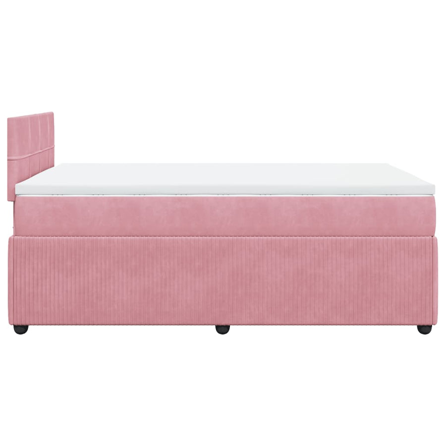Boxspring met matras fluweel roze 120x190 cm