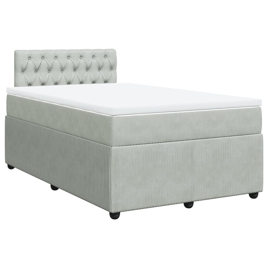 Boxspring met matras fluweel lichtgrijs 120x190 cm
