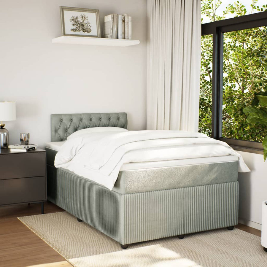 Boxspring met matras fluweel lichtgrijs 120x190 cm