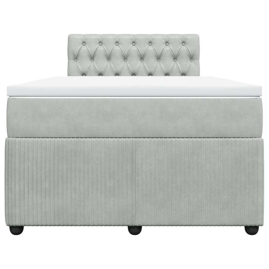 Boxspring met matras fluweel lichtgrijs 120x190 cm