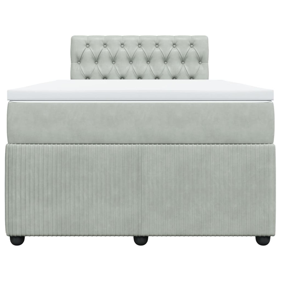 Boxspring met matras fluweel lichtgrijs 120x190 cm