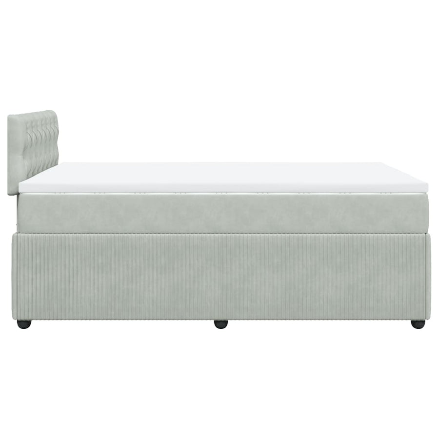 Boxspring met matras fluweel lichtgrijs 120x190 cm