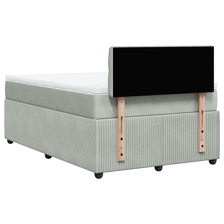 Boxspring met matras fluweel lichtgrijs 120x190 cm
