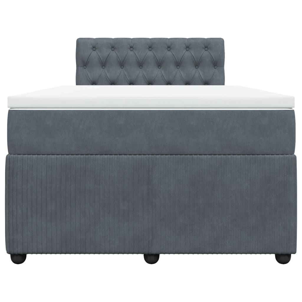 Boxspring met matras fluweel donkergrijs 120x190 cm