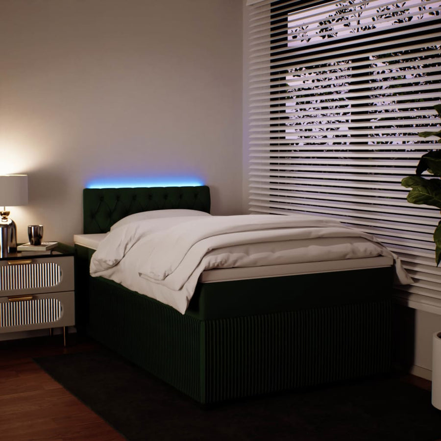 Boxspring met matras fluweel donkergroen 120x190 cm