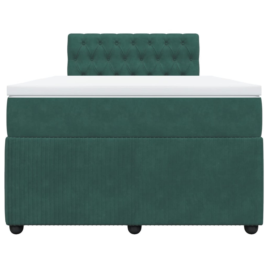 Boxspring met matras fluweel donkergroen 120x190 cm