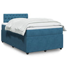 Boxspring met matras fluweel blauw 120x190 cm