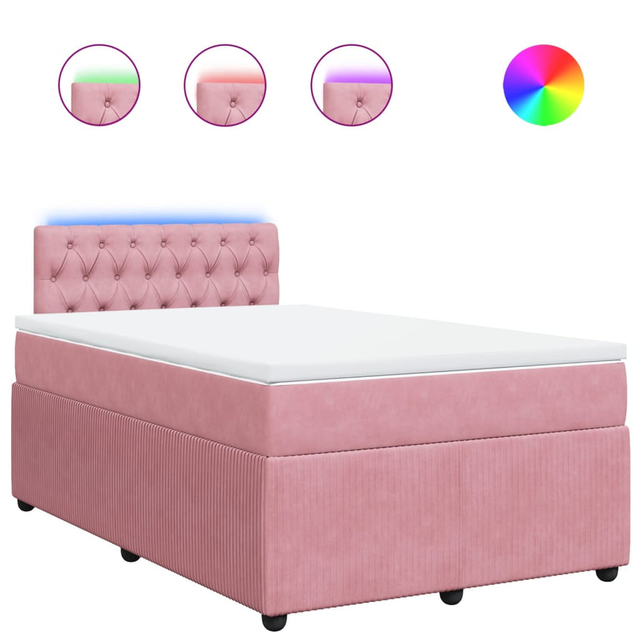 Boxspring met matras fluweel roze 120x190 cm