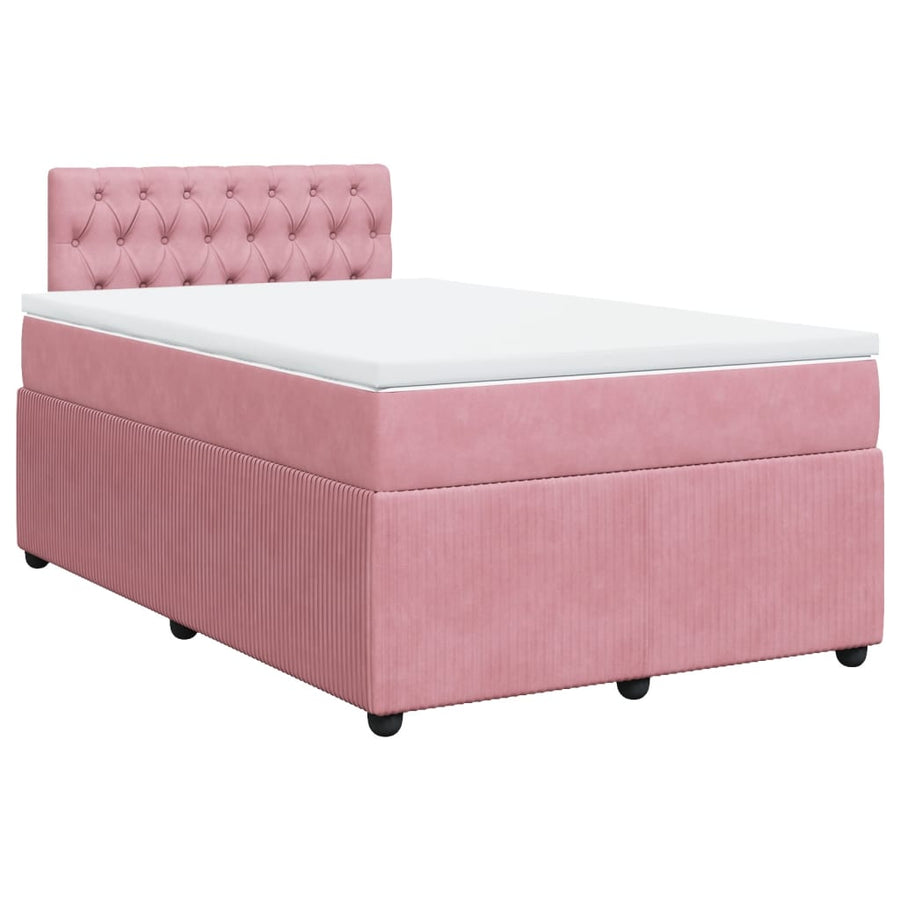 Boxspring met matras fluweel roze 120x190 cm
