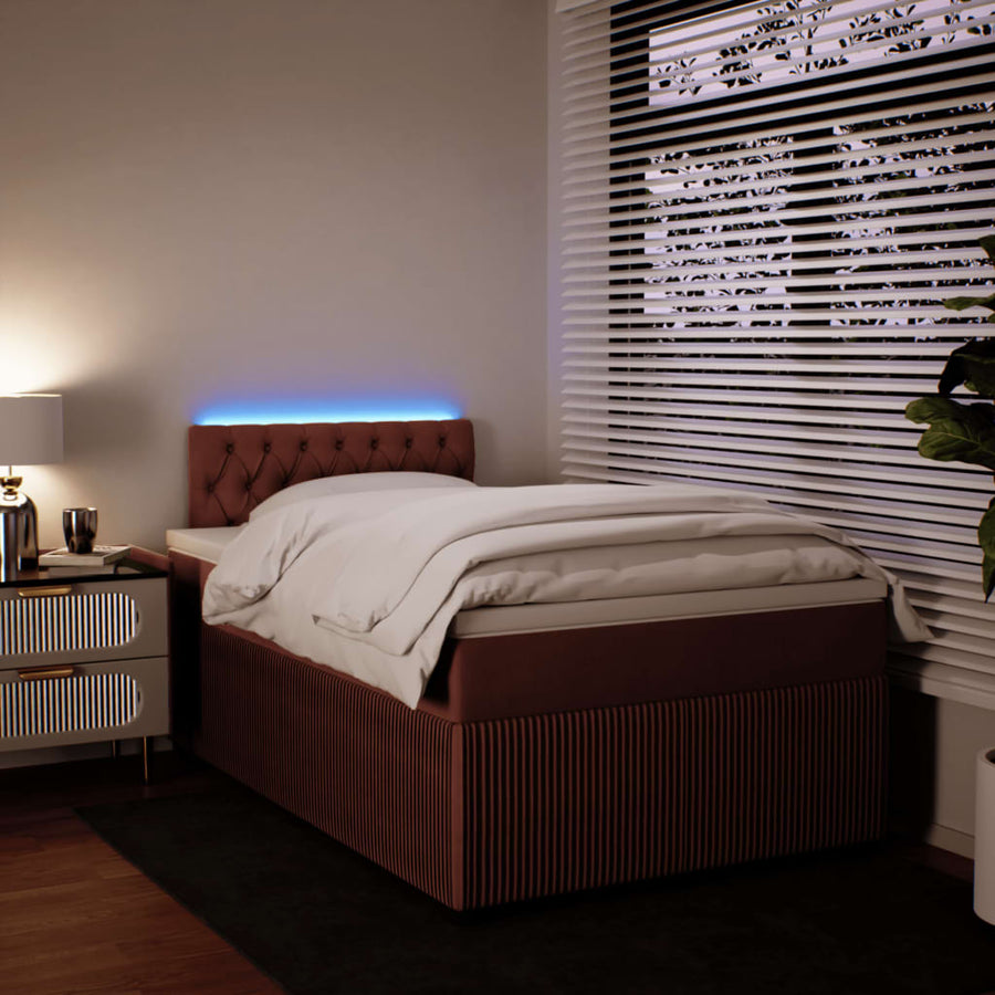 Boxspring met matras fluweel roze 120x190 cm
