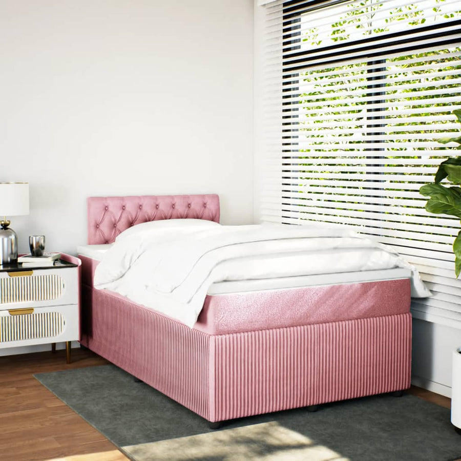 Boxspring met matras fluweel roze 120x190 cm