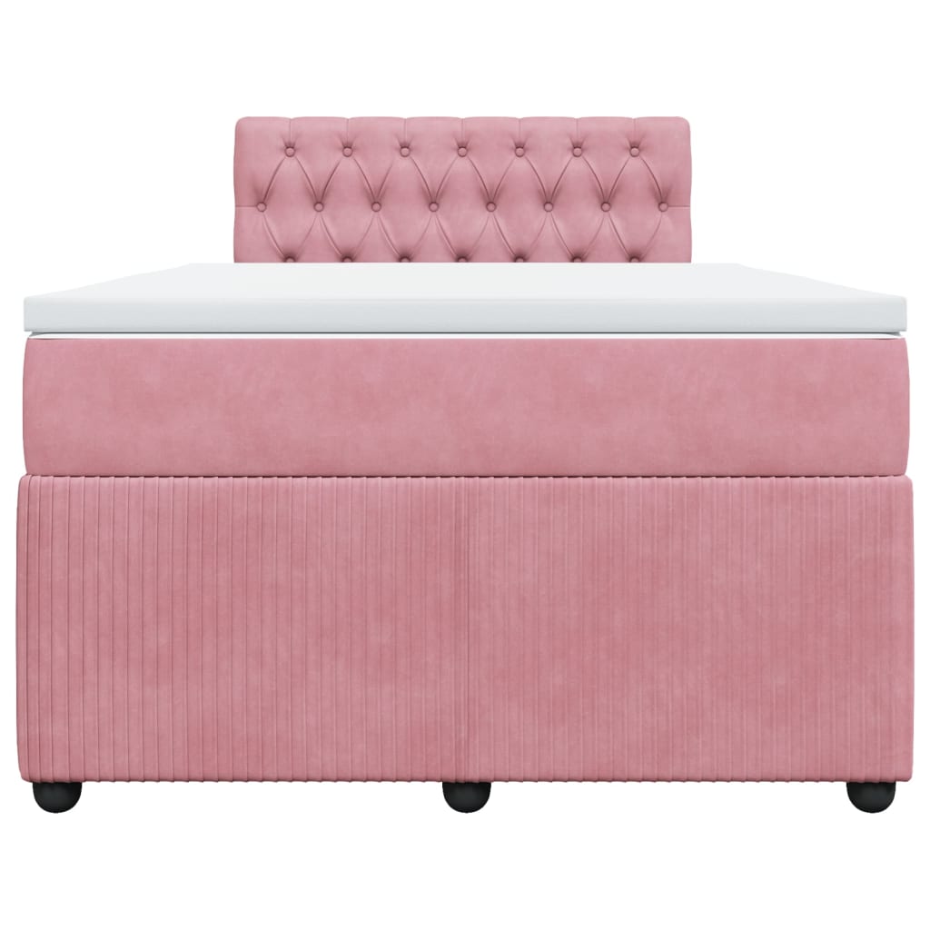 Boxspring met matras fluweel roze 120x190 cm