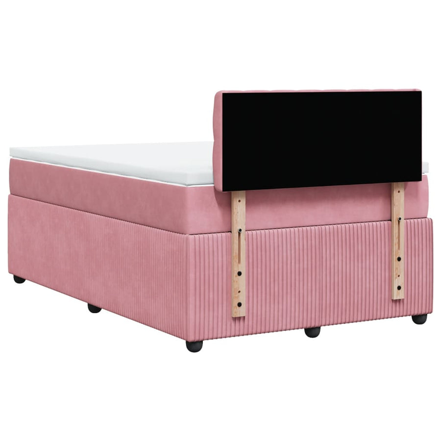 Boxspring met matras fluweel roze 120x190 cm