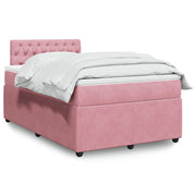 Pink velvet box spring bed with mattress 120x190 cm