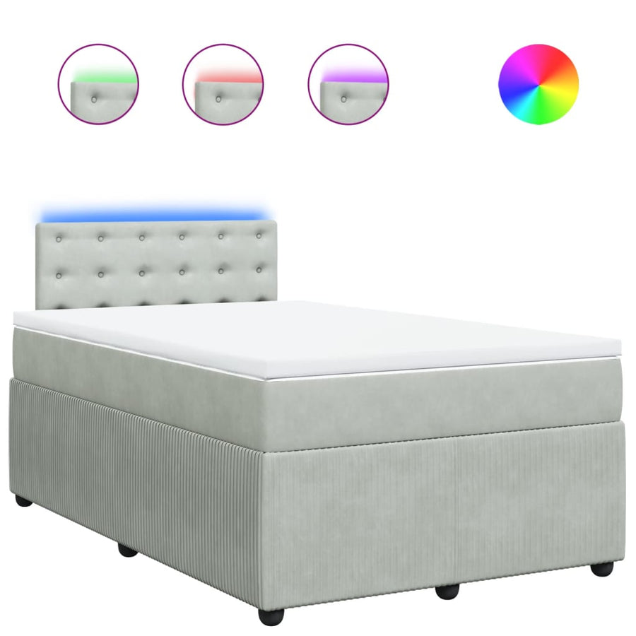 Boxspring met matras fluweel lichtgrijs 120x190 cm