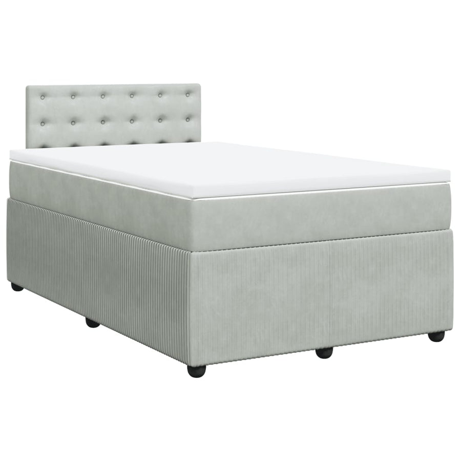 Boxspring met matras fluweel lichtgrijs 120x190 cm