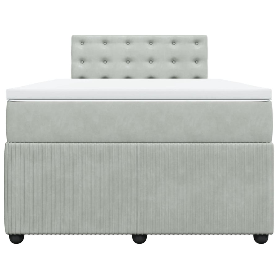 Boxspring met matras fluweel lichtgrijs 120x190 cm