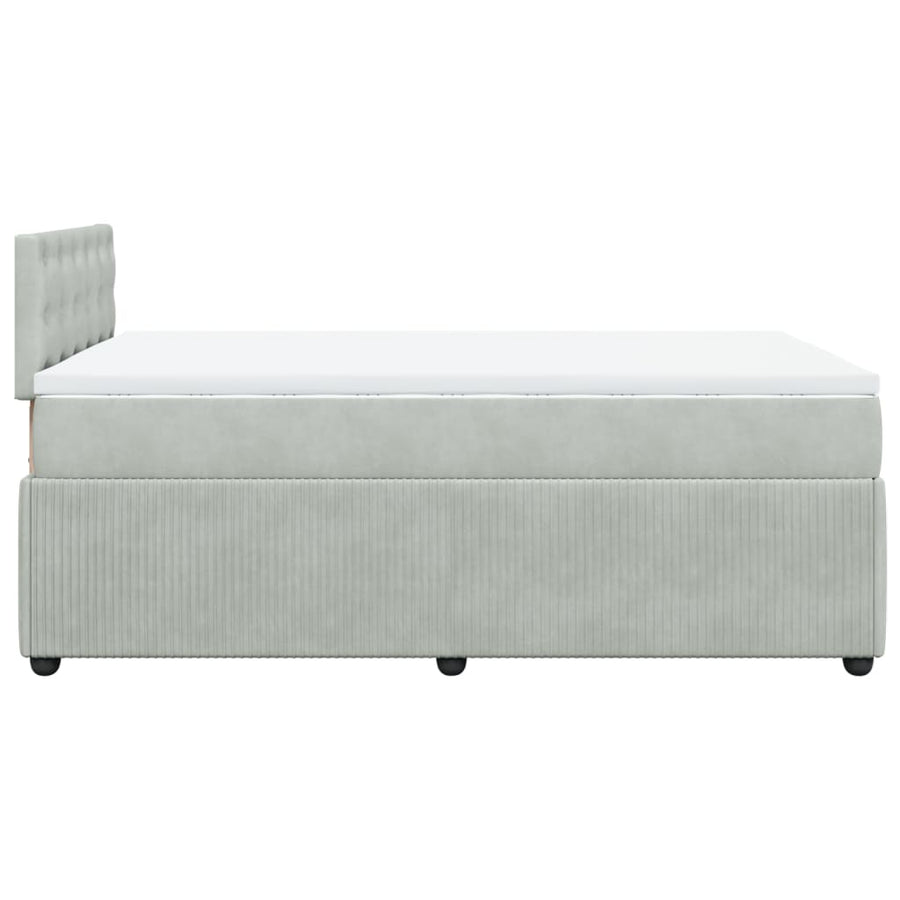 Boxspring met matras fluweel lichtgrijs 120x190 cm