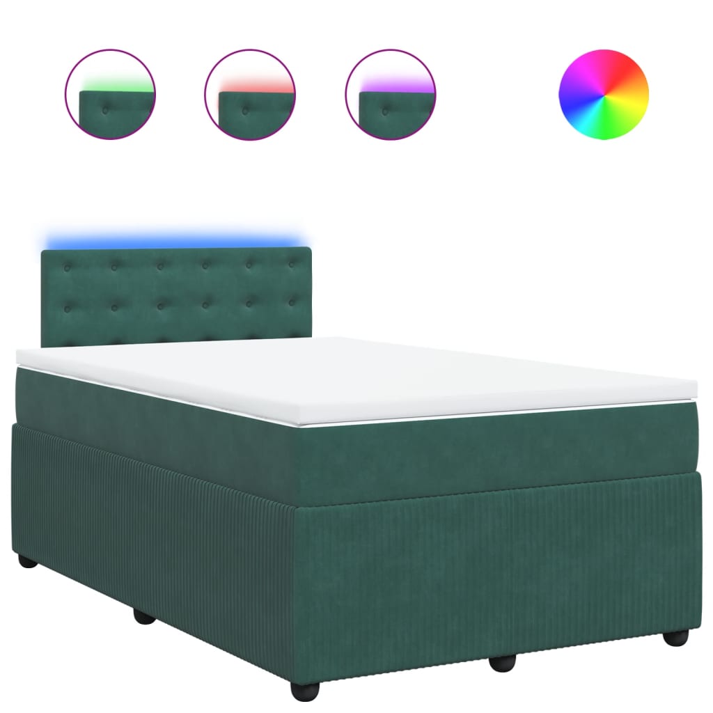 Boxspring met matras fluweel donkergroen 120x190 cm