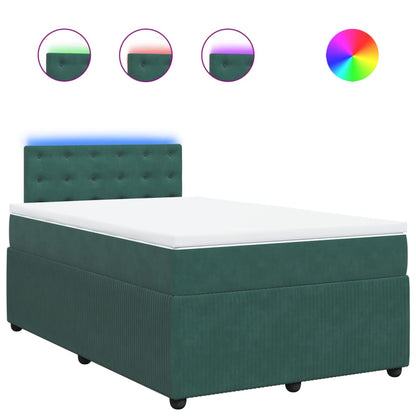 Boxspring met matras fluweel donkergroen 120x190 cm