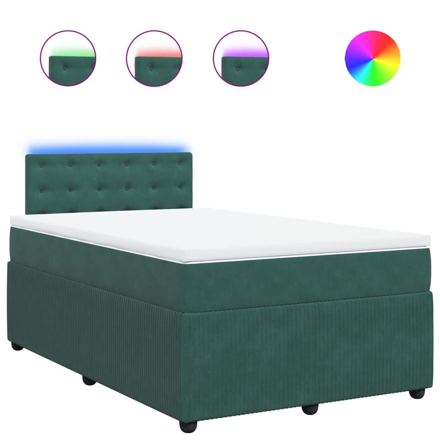 Boxspring met matras fluweel donkergroen 120x190 cm