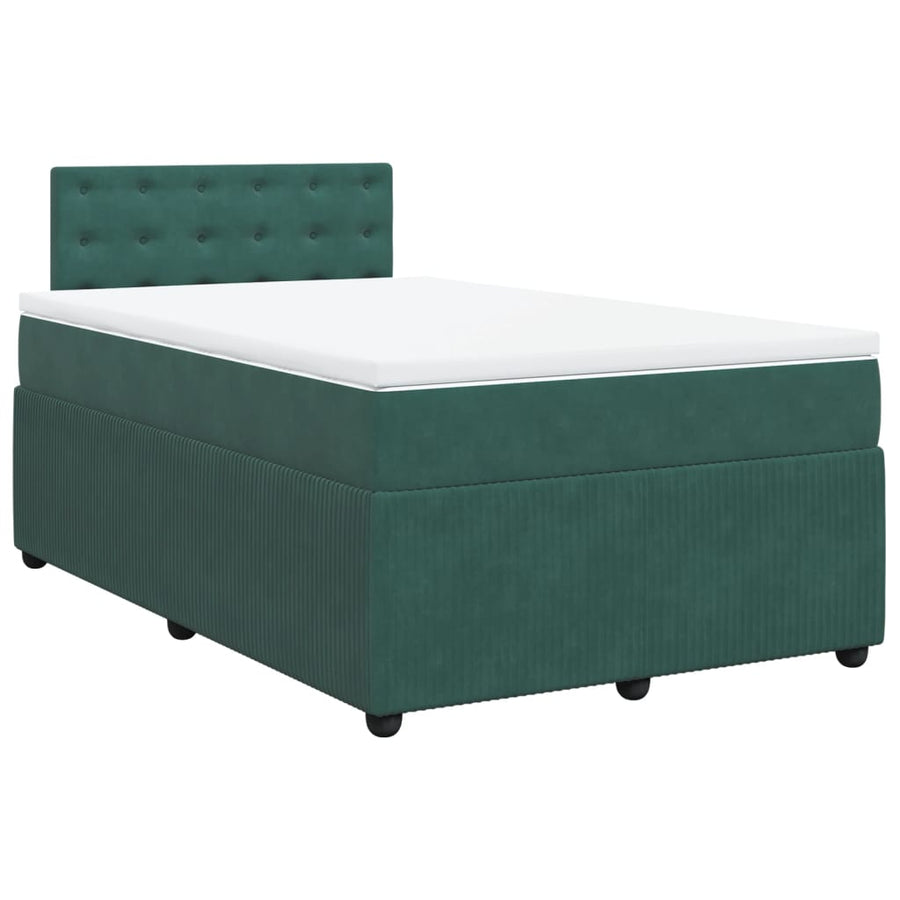 Boxspring met matras fluweel donkergroen 120x190 cm
