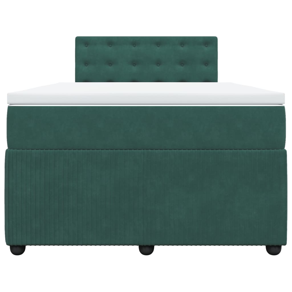 Boxspring met matras fluweel donkergroen 120x190 cm