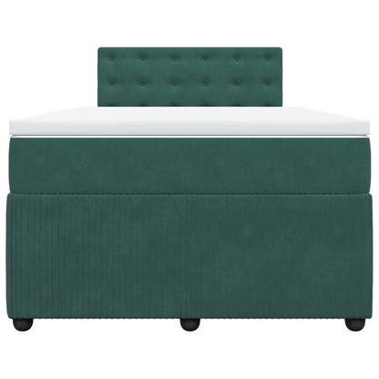 Boxspring met matras fluweel donkergroen 120x190 cm