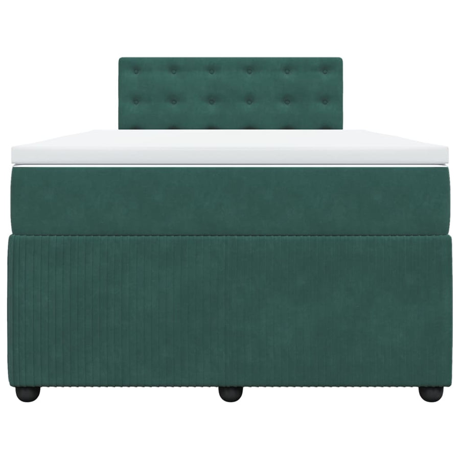 Boxspring met matras fluweel donkergroen 120x190 cm
