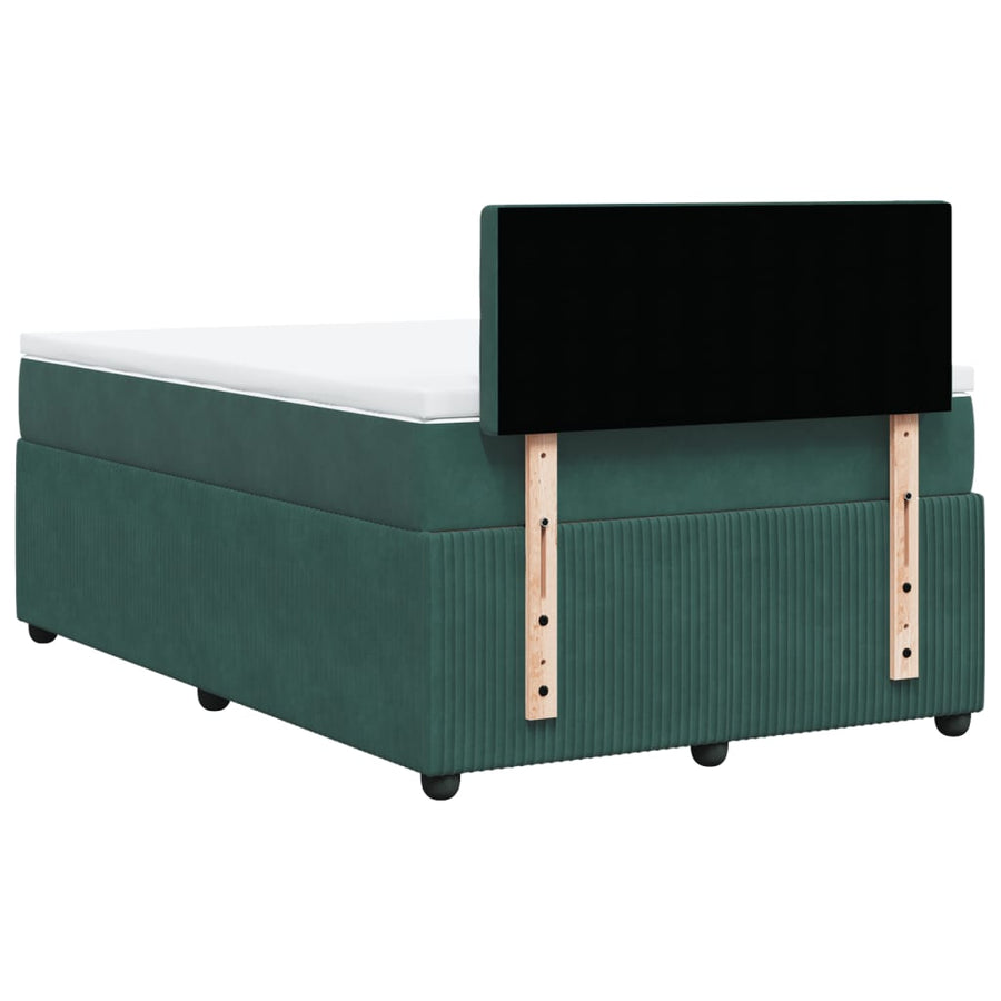 Boxspring met matras fluweel donkergroen 120x190 cm
