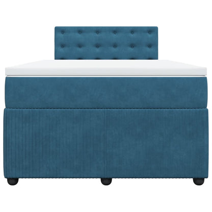 Boxspring met matras fluweel blauw 120x190 cm
