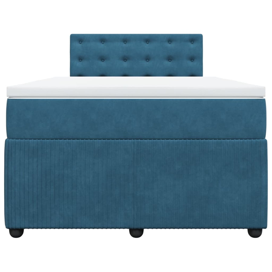 Boxspring met matras fluweel blauw 120x190 cm