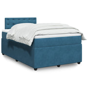 Velvet blue box spring with mattress 120x190 cm