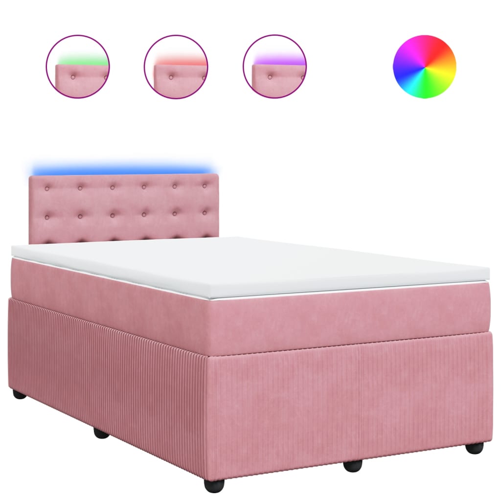 Boxspring met matras fluweel roze 120x190 cm